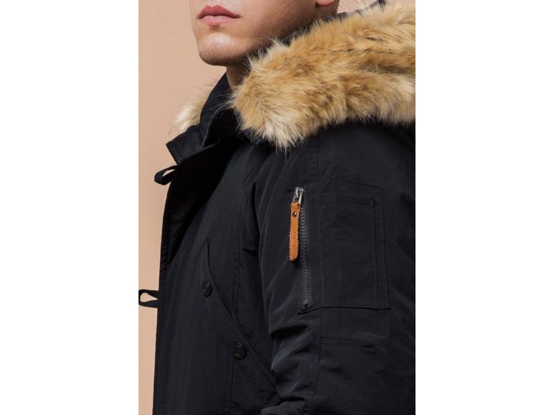 Парка черная зимняя для мужчин модель 3986, фото 8