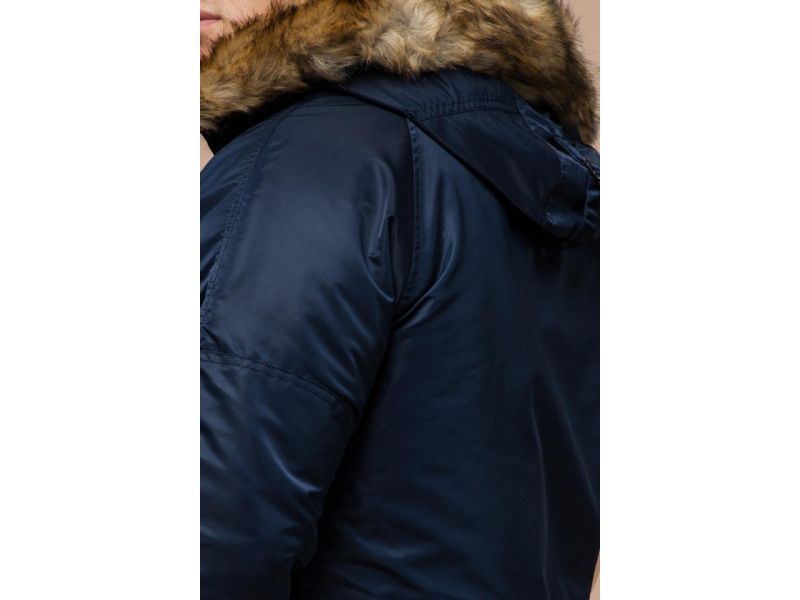 Зимняя темно-синяя парка мужская с яркой подкладкой модель 4137, фото 8