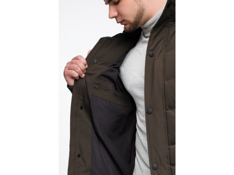 Зимняя мужская молодежная куртка цвета кофе модель 25370, фото 9