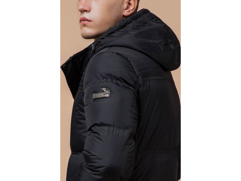 Зимняя куртка качественного пошива мужская цвет графит модель 2609, фото 8