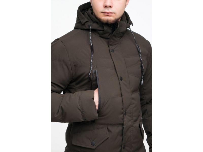 Зимняя куртка мужская молодежная цвета кофе модель 25320, фото 8