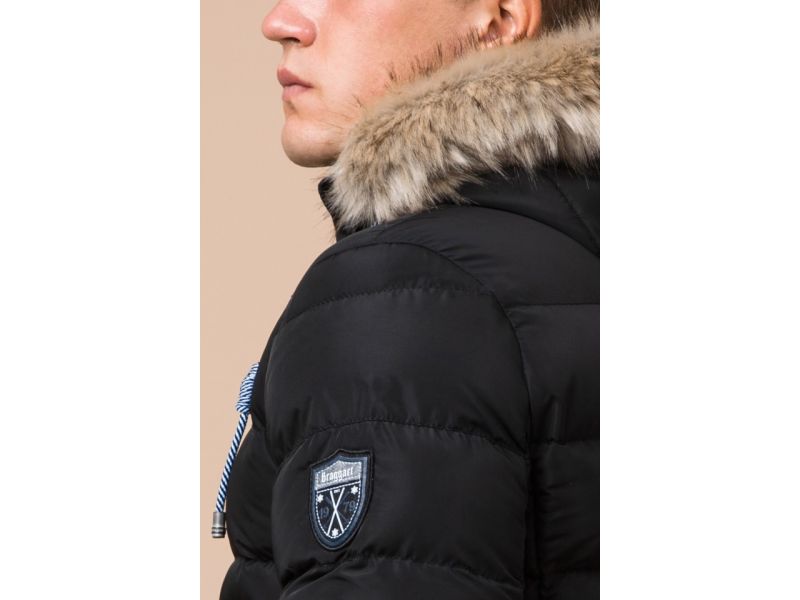 Высококачественная черная мужская куртка зимняя модель 20128, фото 8