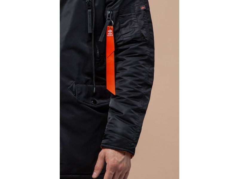 Черная парка зимняя мужская с опушкой модель 4137, фото 7