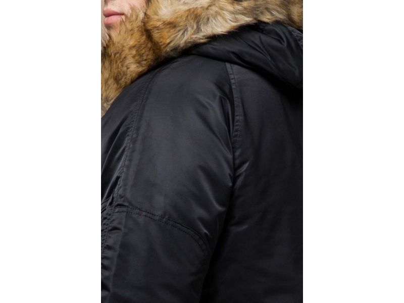 Черная парка зимняя мужская с опушкой модель 4137, фото 8