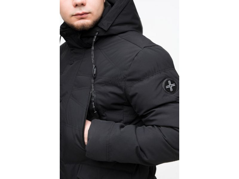 Черная мужская теплая куртка молодежная на зиму модель 25320, фото 8