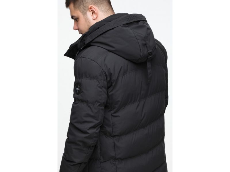 Черная мужская теплая куртка молодежная на зиму модель 25320, фото 10