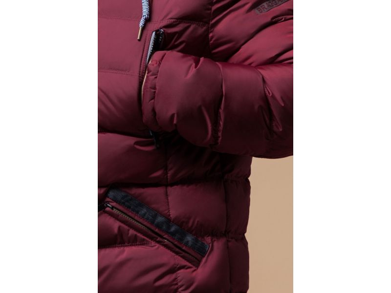 Мужская модная куртка на зиму бордовая модель 21226, фото 7