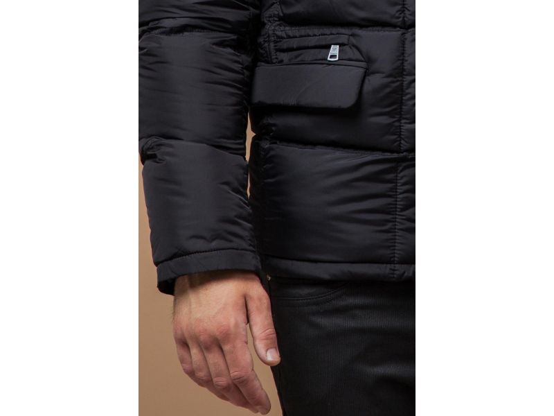 Зимняя черная мужская комфортная куртка модель 2609, фото 7