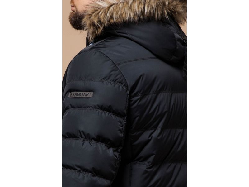 Мужская зимняя теплая куртка графитового цвета модель 21226, фото 8