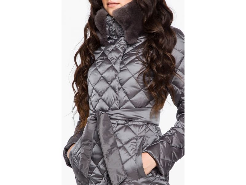 Воздуховик женский зимний жемчужно-серого цвета качественный модель 31030, фото 7