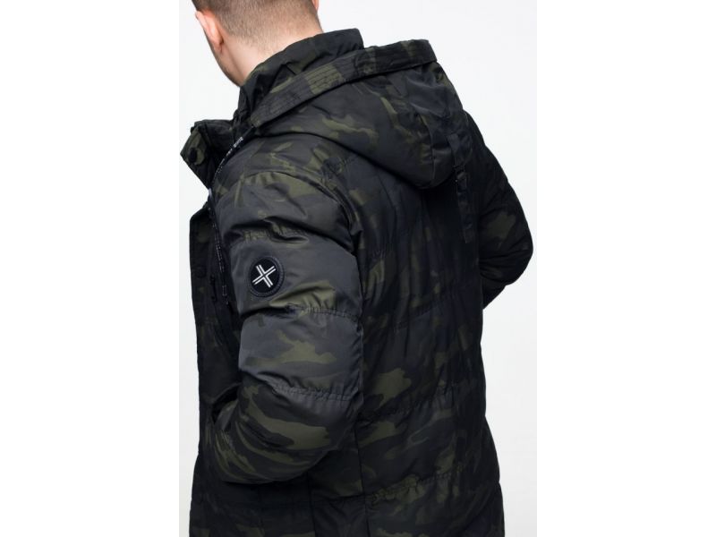 Темно-зеленая мужская молодежная куртка дизайнерская на зиму модель 25140, фото 10