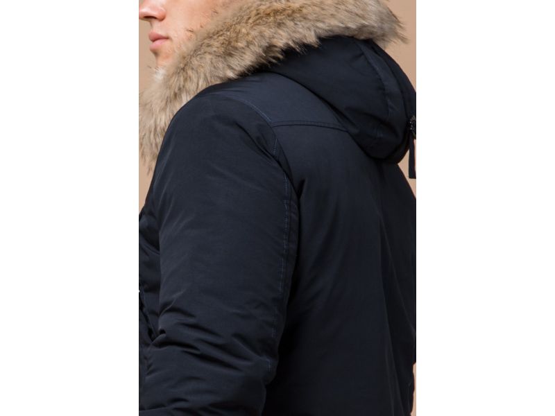 Парка мужская темно-синяя на молнии зимняя модель 15231, фото 7