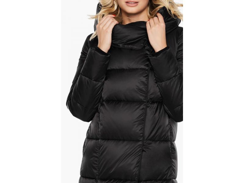 Женский стильный черный воздуховик на зиму модель 31056, фото 9