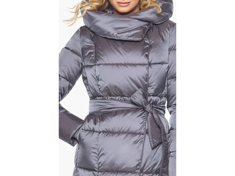 Стильный жемчужно-серый воздуховик зимний женский модель 31056, фото 8