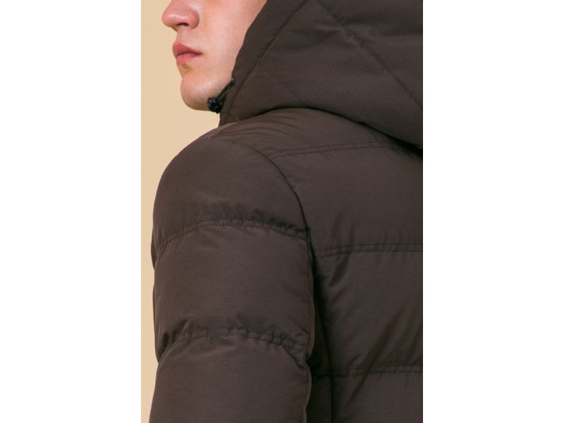 Коричневая мужская зимняя куртка с карманами модель 29077, фото 8