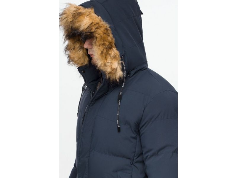 Темно-синяя куртка молодежная зимняя мужская с карманами модель 25590, фото 8