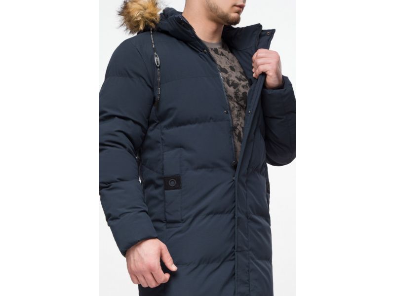 Темно-синяя куртка молодежная зимняя мужская с карманами модель 25590, фото 9