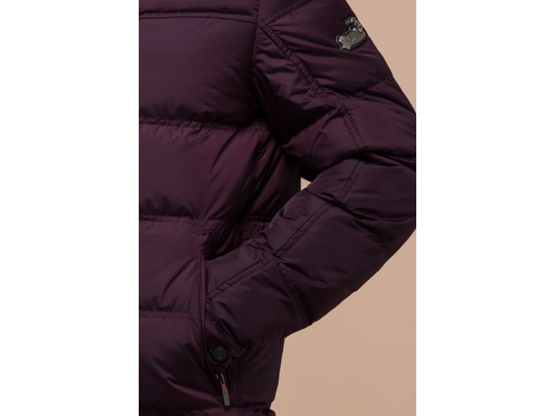 Зимняя темно-бордовая мужская куртка модель 26055, фото 7