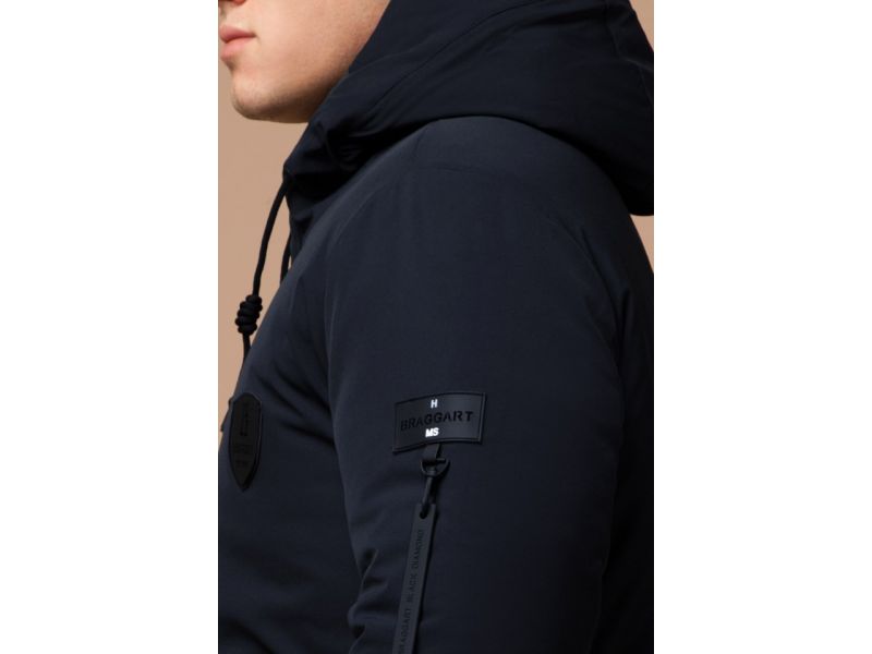 Темно-синяя парка мужская зимняя с нашивкой модель 9028, фото 8