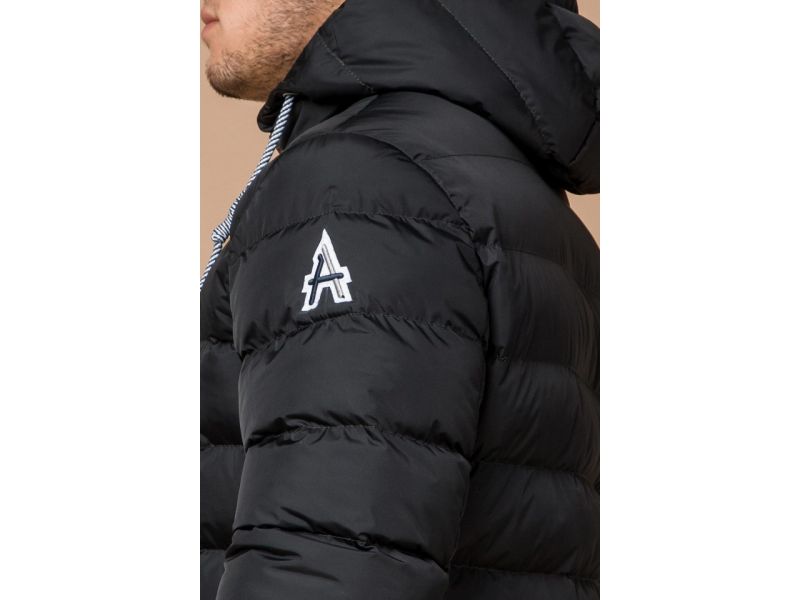 Куртка мужская на зиму короткая цвет графит-коричневый модель 35228, фото 7