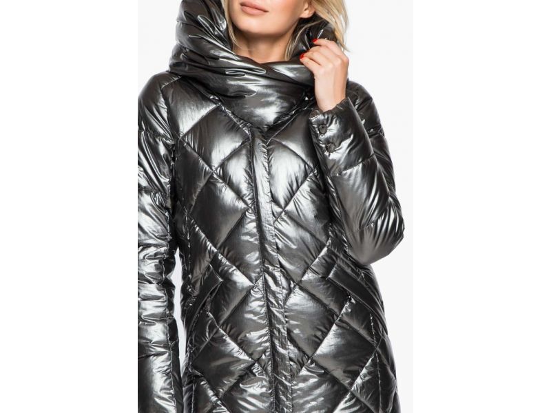 Зимний женский воздуховик цвет темное серебро модель 31031, фото 7