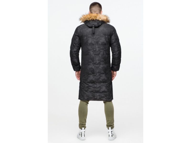 Куртка мужская молодежная черная зимняя с ветрозащитной планкой модель 25390, фото 7