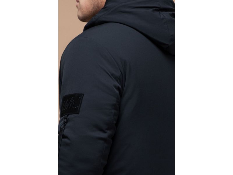 Мужская графитовая парка зимняя с вшитым капюшоном модель 9042, фото 8