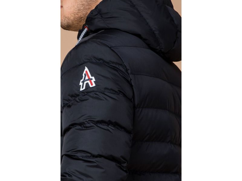 Мужская куртка с манжетами зимняя цвет темно-синий-красный модель 35228, фото 7