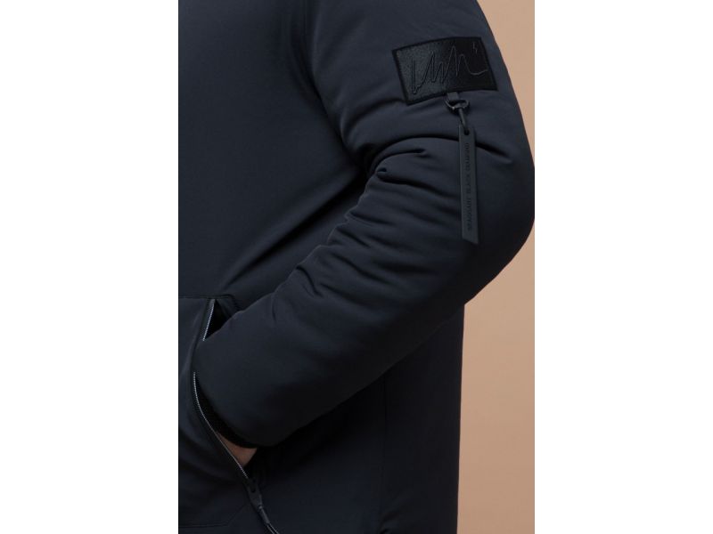 Мужская графитовая парка зимняя с вшитым капюшоном модель 9042, фото 7