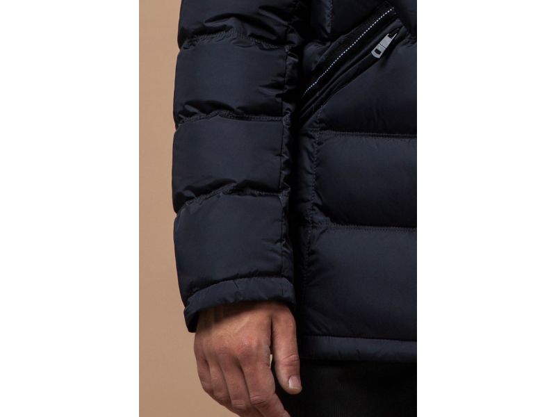 Зимняя куртка темно-синяя качественная мужская модель 31042, фото 7