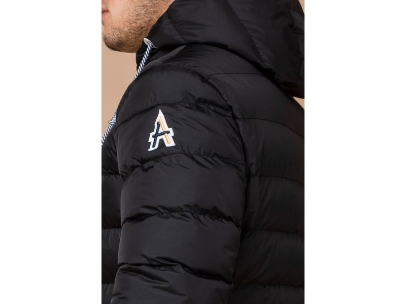 Теплая мужская зимняя куртка цвет черный-желтый модель 35228, фото 7