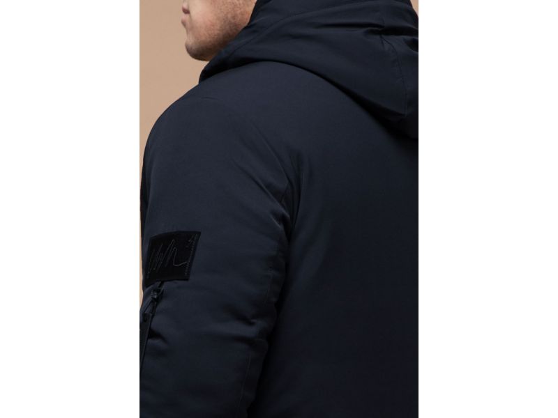 Темно-синяя парка зимняя мужская с прорезными карманами модель 9042, фото 8