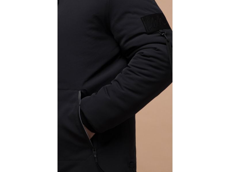 Парка черная с ветрозащитной планкой зимняя для мужчин модель 9042, фото 7