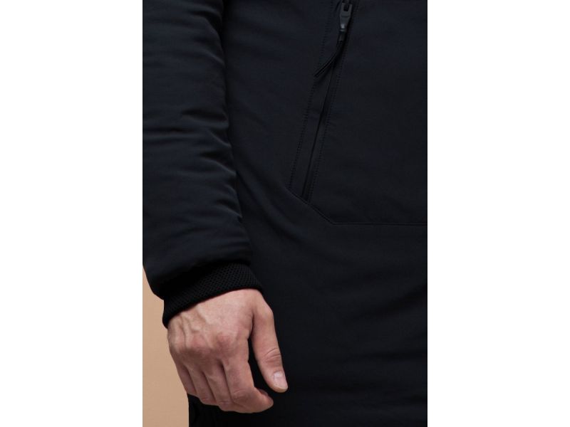 Парка черная с ветрозащитной планкой зимняя для мужчин модель 9042, фото 8