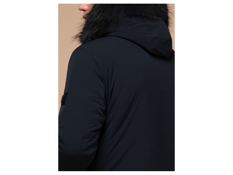 Графитовая мужская парка с ветрозащитной планкой зимняя модель 9255, фото 8