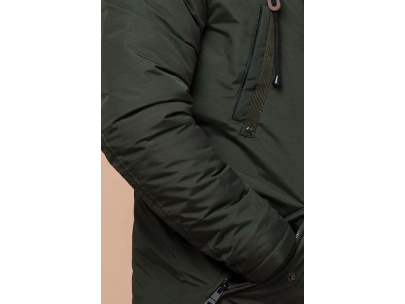 Парка цвета хаки мужская зимняя модель 13620, фото 7