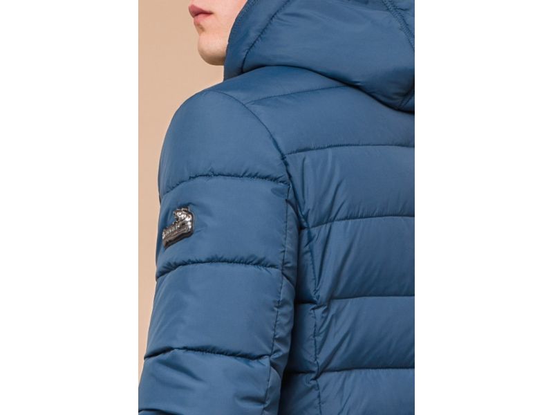 Мужская темно-бирюзовая куртка зимняя короткая модель 36450, фото 8