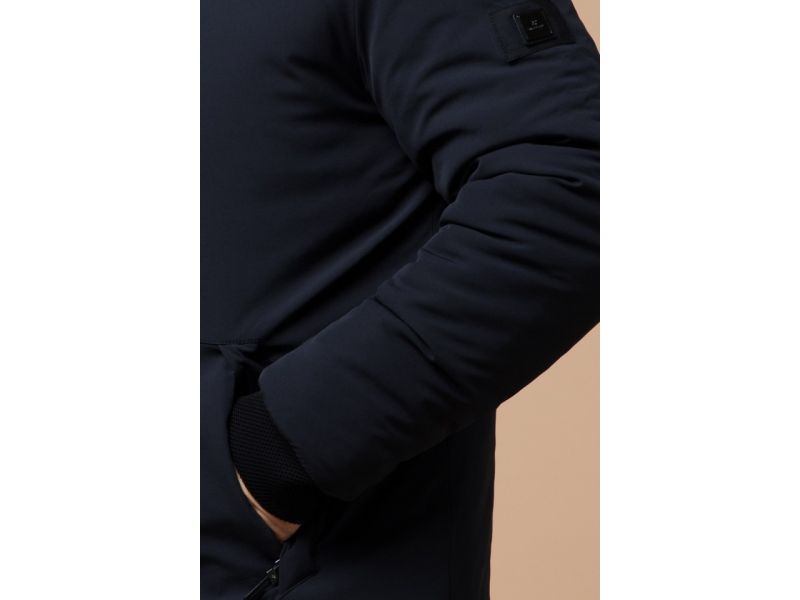 Темно-синяя парка мужская стандартной длины зимняя модель 9055, фото 7