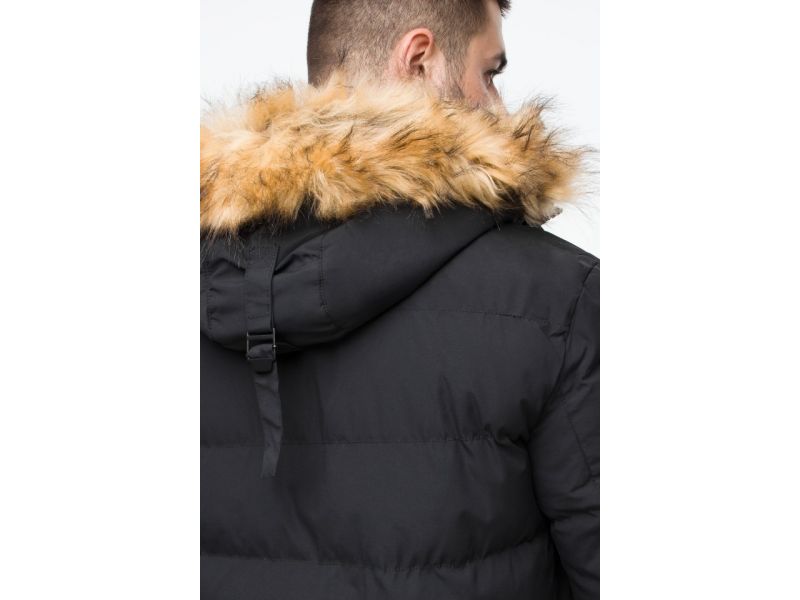 Черная мужская молодежная куртка на зиму с капюшоном модель 25210, фото 10