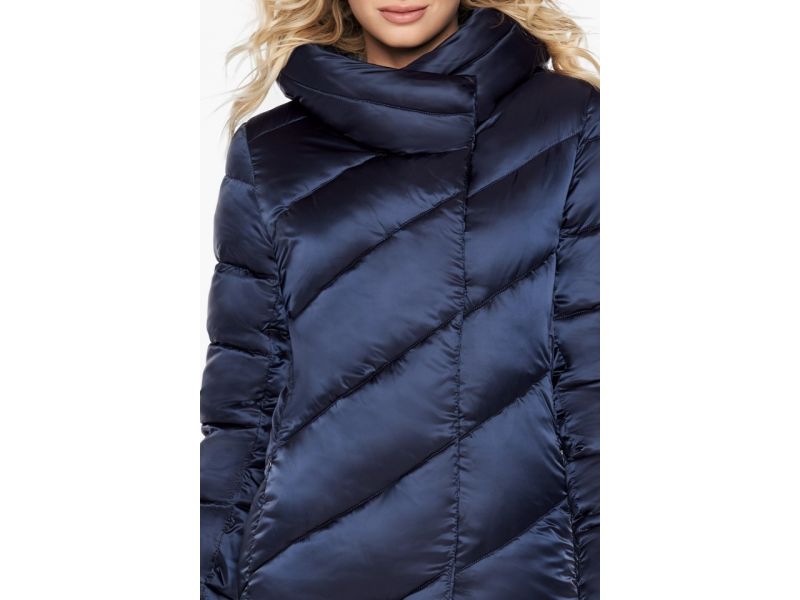 Синий женский воздуховик зимний с капюшоном модель 30952, фото 7