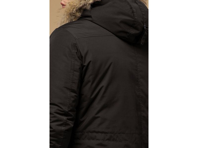 Зимняя парка мужская коричневого цвета теплая модель 14015, фото 8