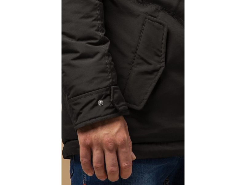 Зимняя парка мужская коричневого цвета теплая модель 14015, фото 7