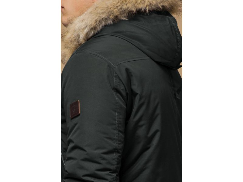 Парка стандартной длины мужская зимняя цвета хаки модель 14015, фото 8