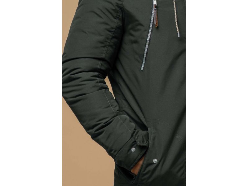 Парка стандартной длины мужская зимняя цвета хаки модель 14015, фото 7