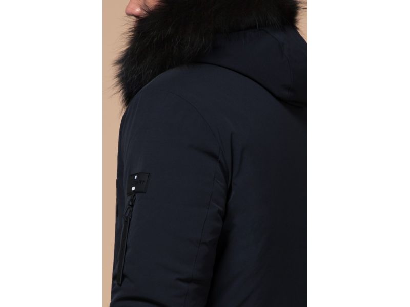 Мужская графитовая парка зимняя с нашивкой модель 9828, фото 8