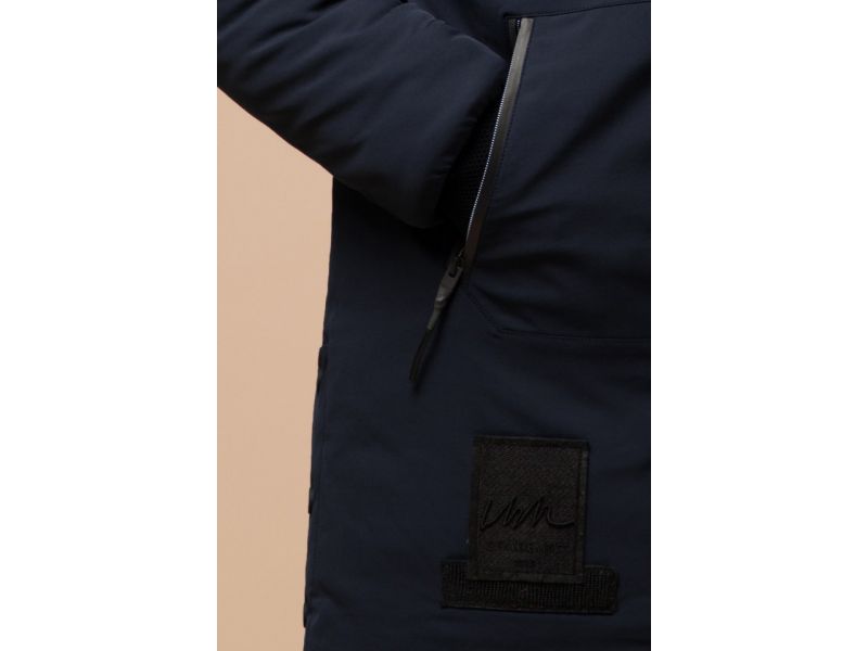 Темно-синяя парка с капюшоном зимняя для мужчин модель 9085, фото 7