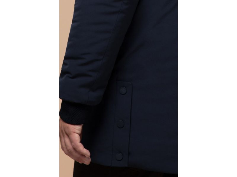 Парка зимняя мужская темно-синяя с карманами модель 9828, фото 8