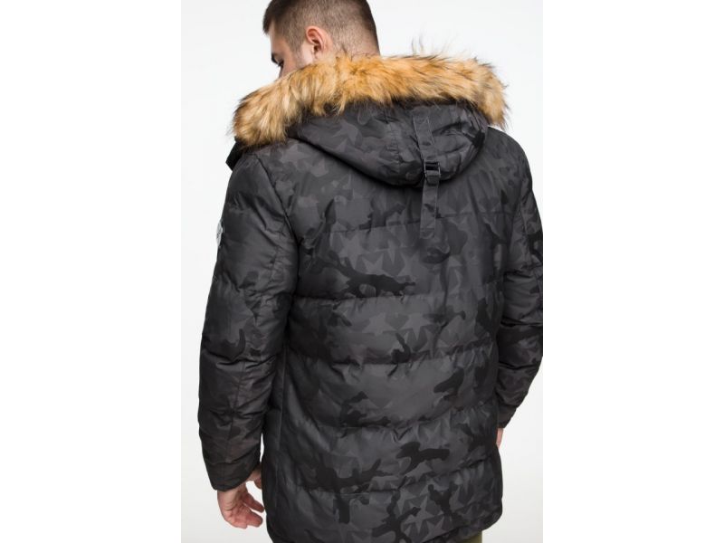 Дизайнерская зимняя мужская молодежная куртка темно-серого цвета модель 25110, фото 10