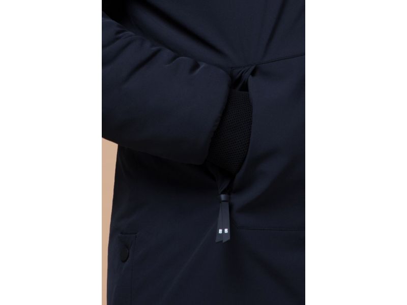 Парка зимняя мужская темно-синяя с карманами модель 9828, фото 7