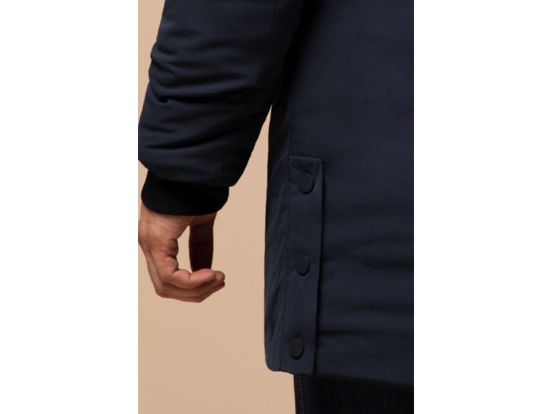 Темно-синяя парка с капюшоном зимняя для мужчин модель 9085, фото 8